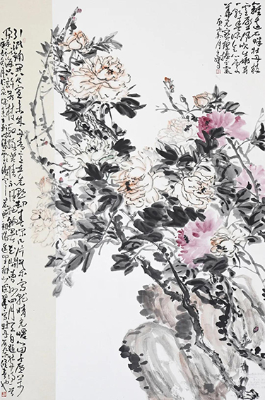 张书鸾作品《花开曹州四月天》 180cm×121cm 2021年